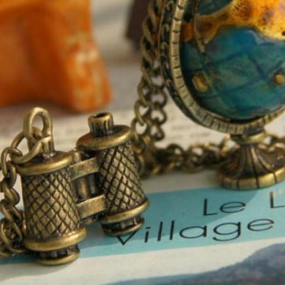 Betsey Johnson Enamel Globe & Telescope Necklace - Picture 3 of 8